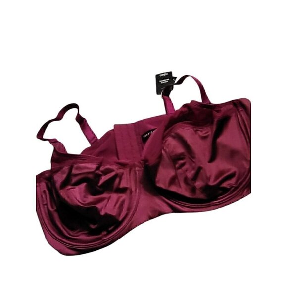 Torrid Unlined Balconette Bra - Microfiber & Mesh Maroon NWT Size 44DD - Picture 2 of 4
